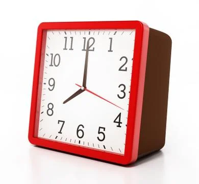 Square alarm clock at 8 o'clock. 3D illustration Illustrazione stock