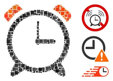 Square Alarm Clock Icon Vector Collage Illustrazione stock