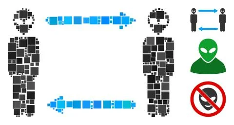 Square Alien Exchange Arrows Icon Vector Collage イラスト素材