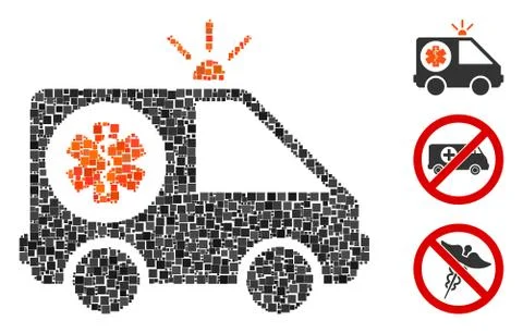 Square Ambulance Car Icon Vector Mosaic 스톡 일러스트
