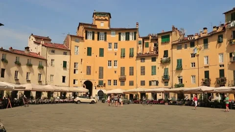 Square of the amphitheater of Lucca Stock Footage 135177017