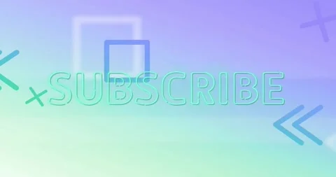 Square and arrow coming left causing drift on pastel gradient while SUBSCRIBE Stock Footage 329908780