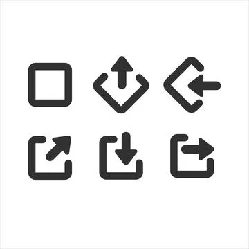 Square and arrow System User Interface UI Vector Icon Set. Log in log out upload Stock Illustration