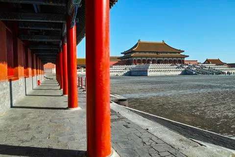 The square and the buildings inside Forbidden City Stock Photos