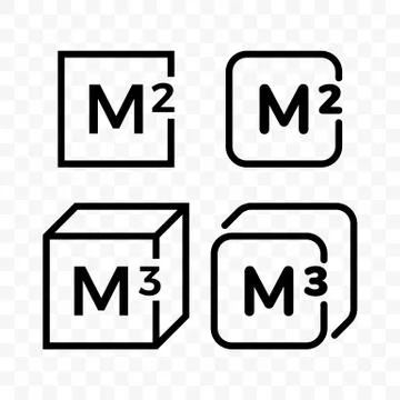 Square and cubic meters vector line icons Illustrazione stock