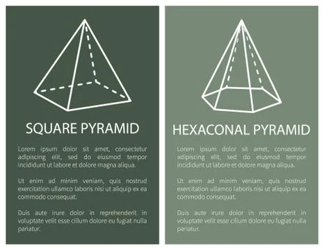 Square and Hexagonal Pyramid Geometric Shapes Set Illustrazione stock
