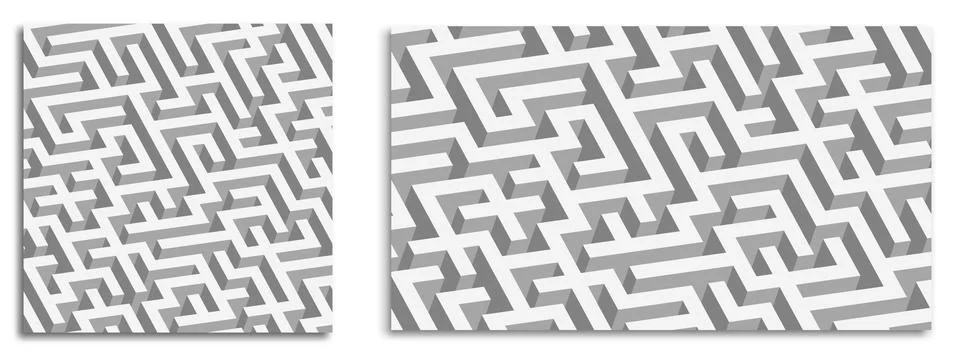 Square and rectangular background with bright 3D maze for desktop screensaver イラスト素材