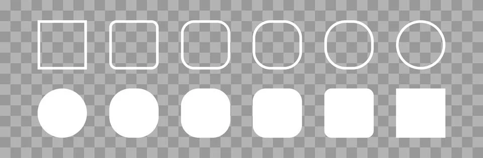 Square and round set white icon. Shape basic empty blank. Vector isolated fla イラスト素材