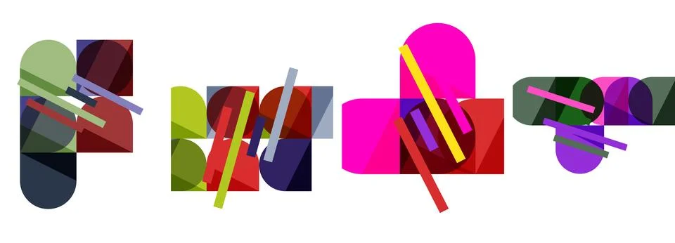 Square and round shape geometric poster set for wallpaper, business card, cover イラスト素材