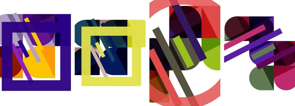 Square and round shape geometric poster set for wallpaper, business card, cover イラスト素材