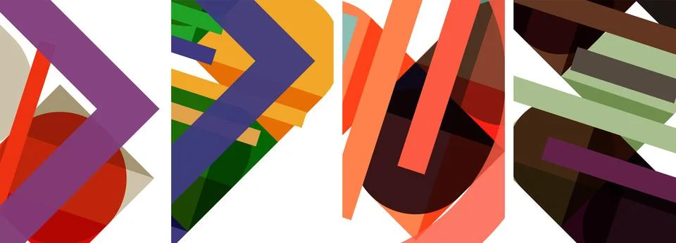Square and round shape geometric poster set for wallpaper, business card, cover 스톡 일러스트