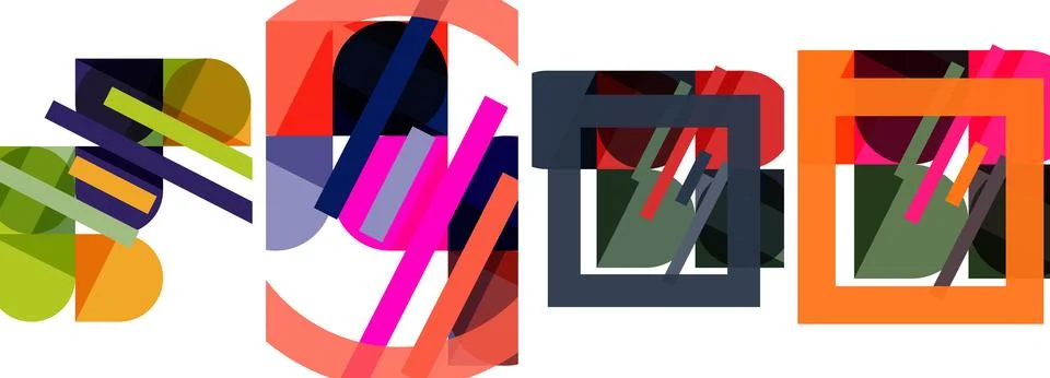 Square and round shape geometric poster set for wallpaper, business card, cover Illustrazione stock