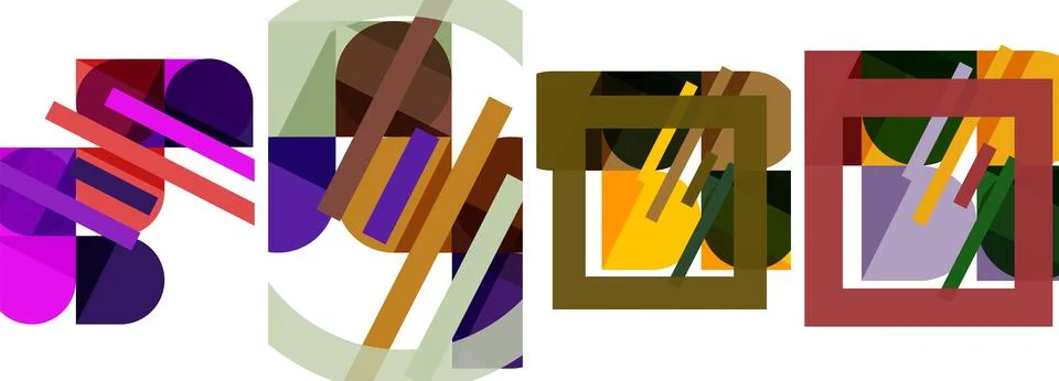 Square and round shape geometric poster set for wallpaper, business card, cover Stock Illustration