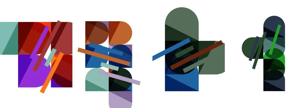 Square and round shape geometric poster set for wallpaper, business card, cover Stock Illustration