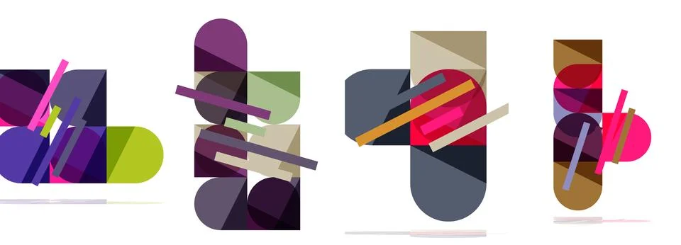 Square and round shape geometric poster set for wallpaper, business card, cover Stock Illustration