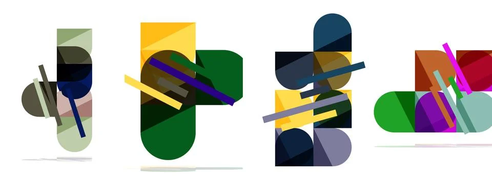 Square and round shape geometric poster set for wallpaper, business card, cover イラスト素材