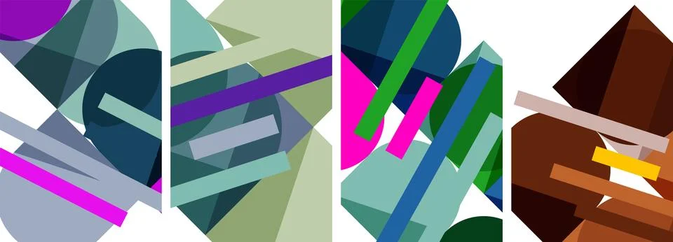 Square and round shape geometric poster set for wallpaper, business card, cover Illustrazione stock