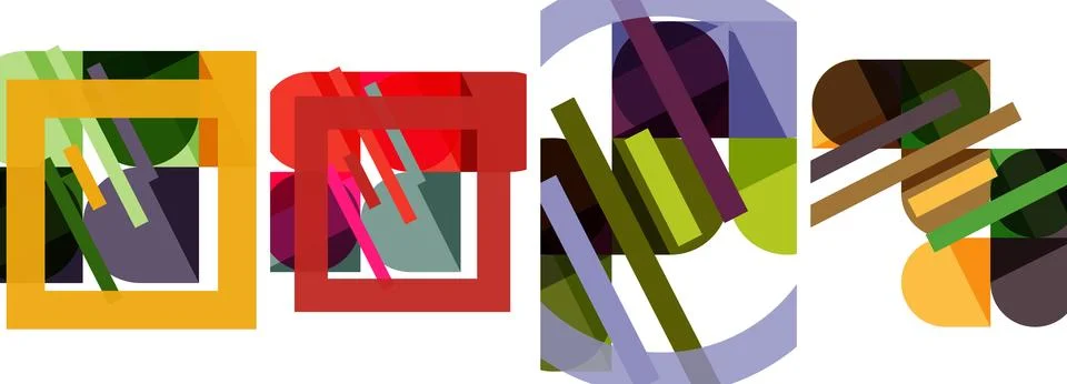 Square and round shape geometric poster set for wallpaper, business card, cover Stock Illustration