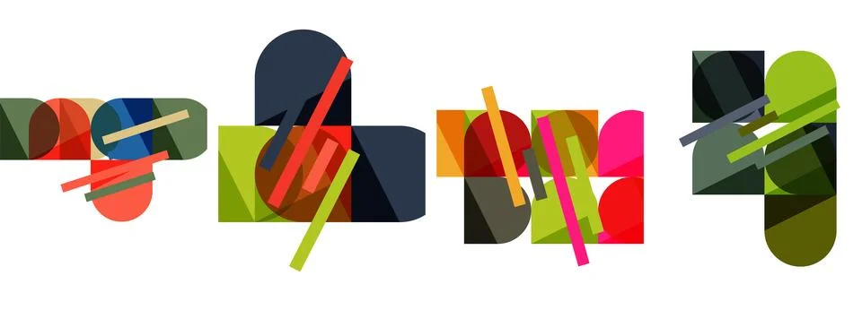 Square and round shape geometric poster set for wallpaper, business card, cover イラスト素材