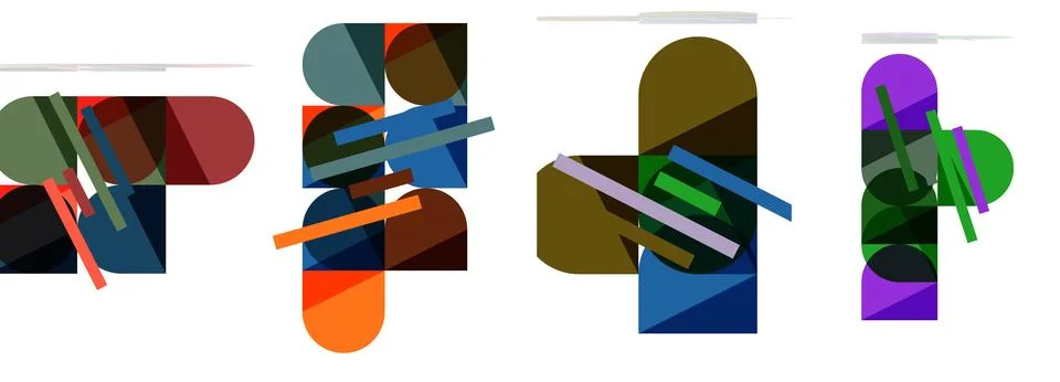 Square and round shape geometric poster set for wallpaper, business card, cover Stock Illustration