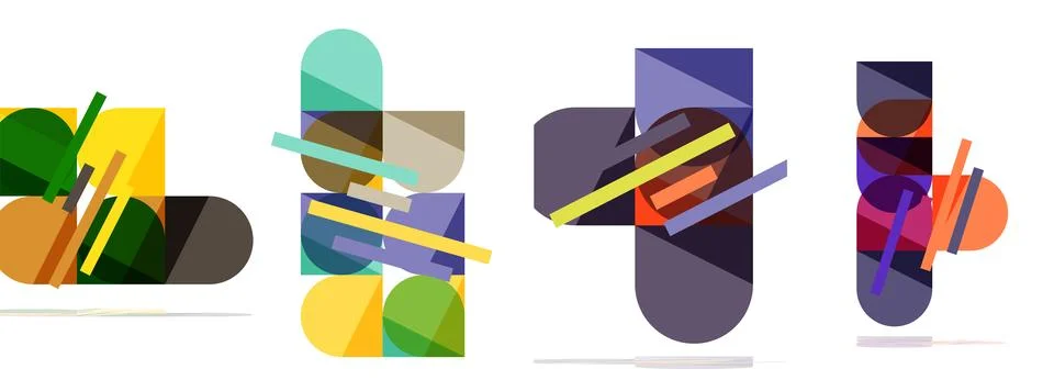Square and round shape geometric poster set for wallpaper, business card, cover Illustrazione stock