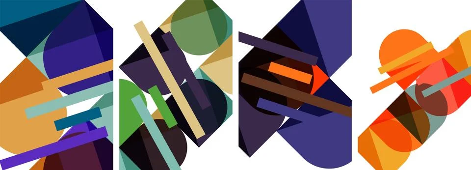 Square and round shape geometric poster set for wallpaper, business card, cover Stock Illustration