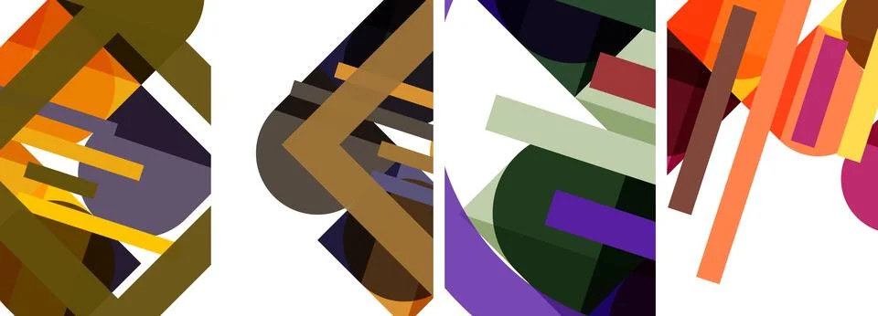 Square and round shape geometric poster set for wallpaper, business card, cover 스톡 일러스트