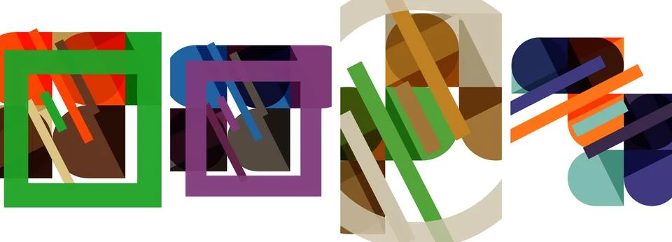 Square and round shape geometric poster set for wallpaper, business card, cover Stock Illustration
