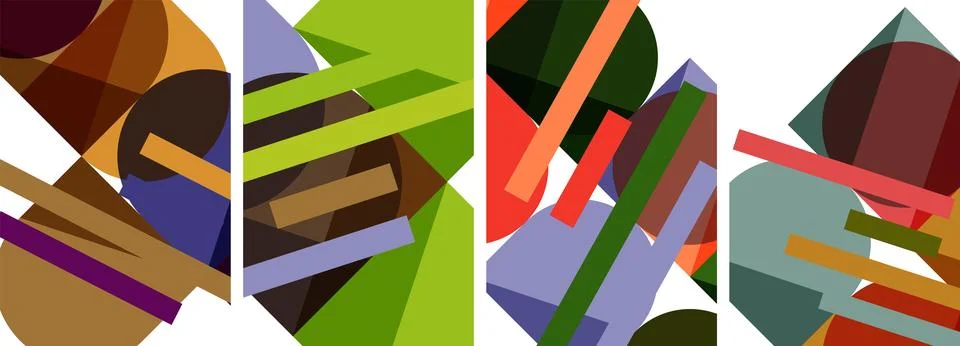 Square and round shape geometric poster set for wallpaper, business card, cover Stock Illustration
