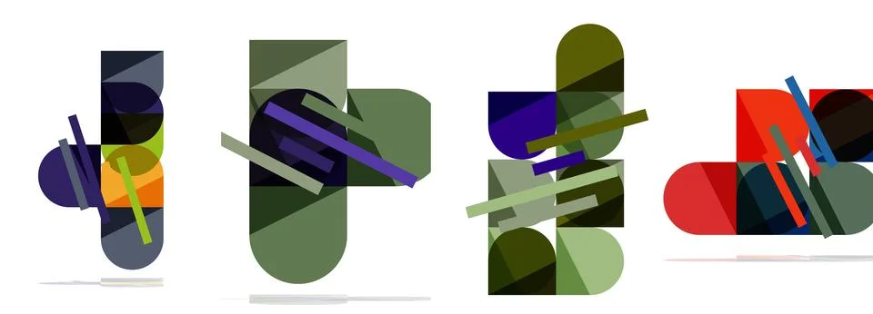 Square and round shape geometric poster set for wallpaper, business card, cover Stock Illustration