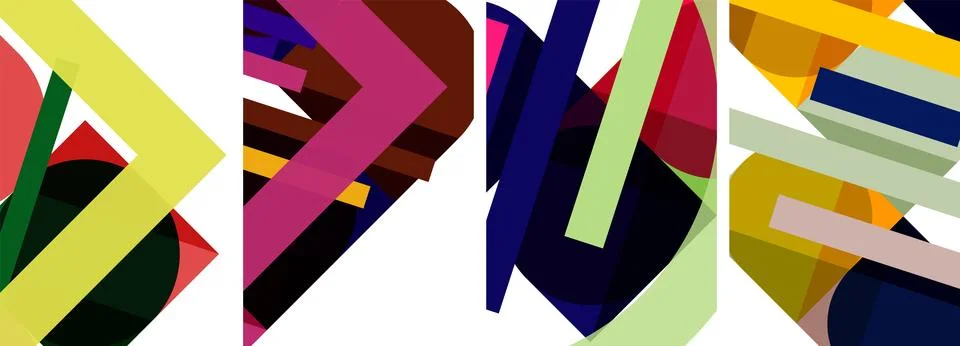 Square and round shape geometric poster set for wallpaper, business card, cover Stock Illustration