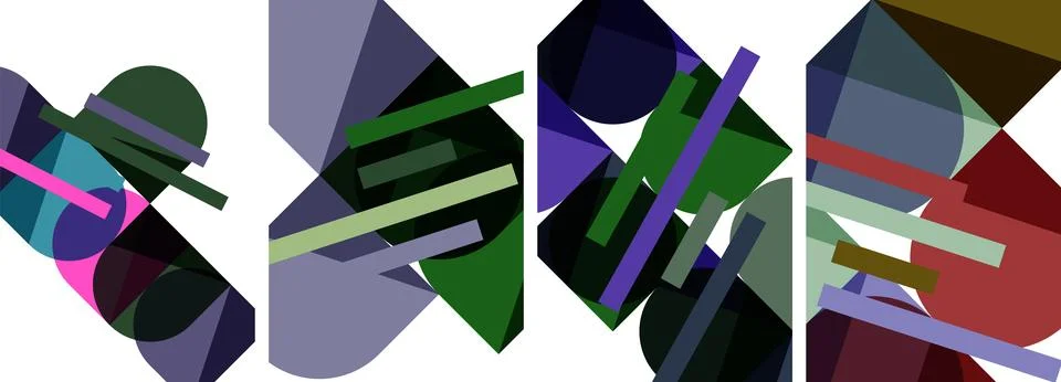 Square and round shape geometric poster set for wallpaper, business card, cover Stock Illustration