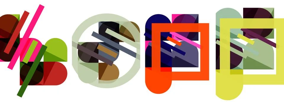 Square and round shape geometric poster set for wallpaper, business card, cover 스톡 일러스트