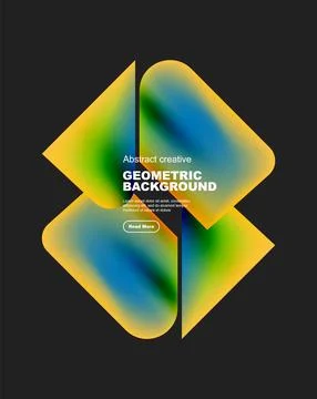 Square and triangle design with fluid gradients, abstract background Stock Illustration