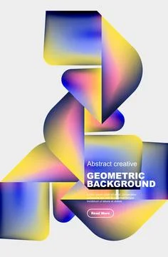 Square and triangle design with fluid gradients, abstract background Stock Illustration