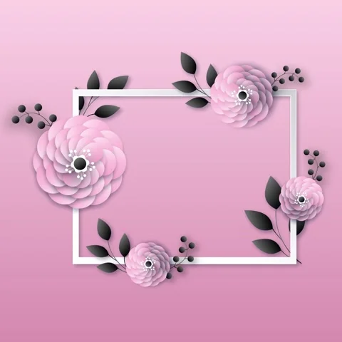 Square Animated Background with Spring Flowers Stock Footage 307126943