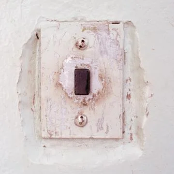 Square antique elevator call button Stock Photos