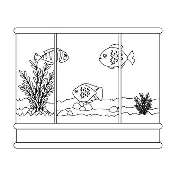 Castle tower aquarium with seaweed decoration Vector Image