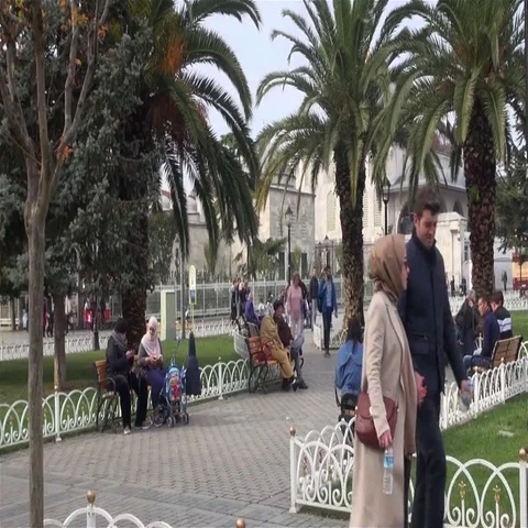 Square on the area of Sultan Ahmed Stock Footage 69709688