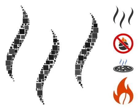 Square Aroma Steam Icon Vector Mosaic Illustration