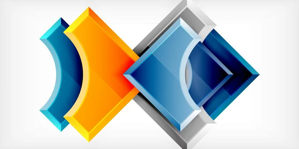 Square, arrow shapes with round elements Vector Illustration For Wallpaper Stock Illustration