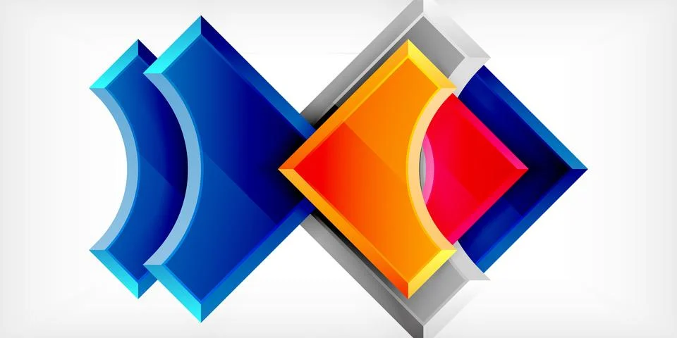 Square, arrow shapes with round elements Vector Illustration For Wallpaper Stock Illustration