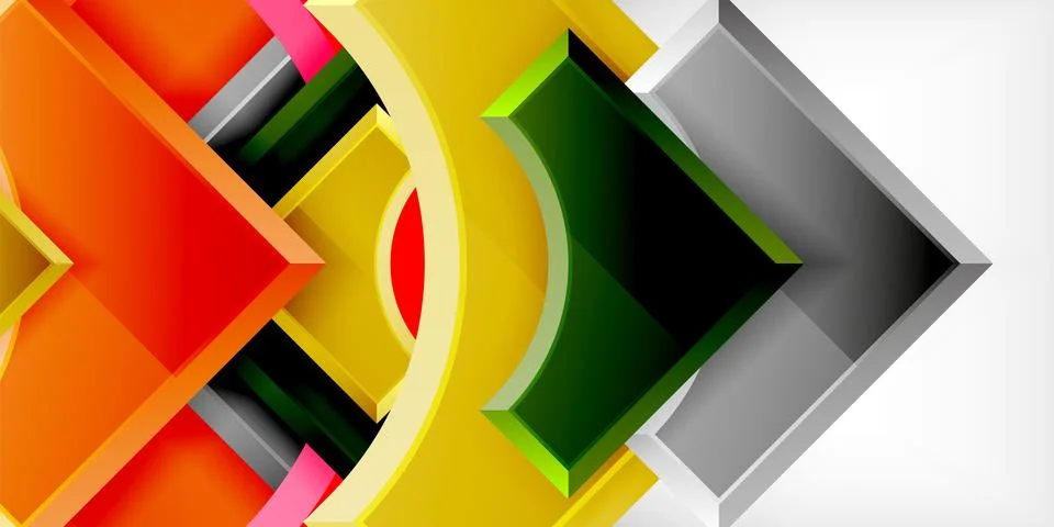 Square, arrow shapes with round elements Vector Illustration For Wallpaper Stock Illustration