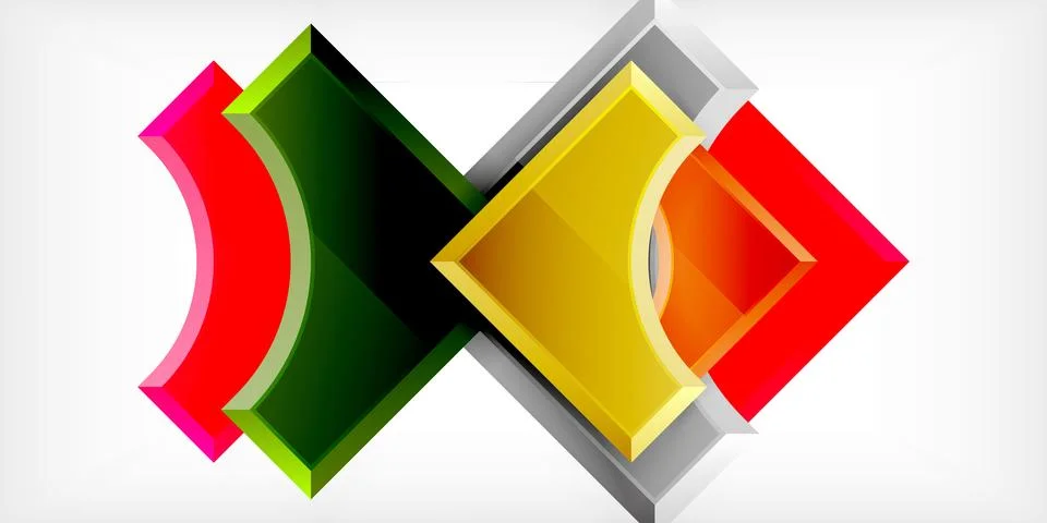 Square, arrow shapes with round elements Vector Illustration For Wallpaper Stock Illustration