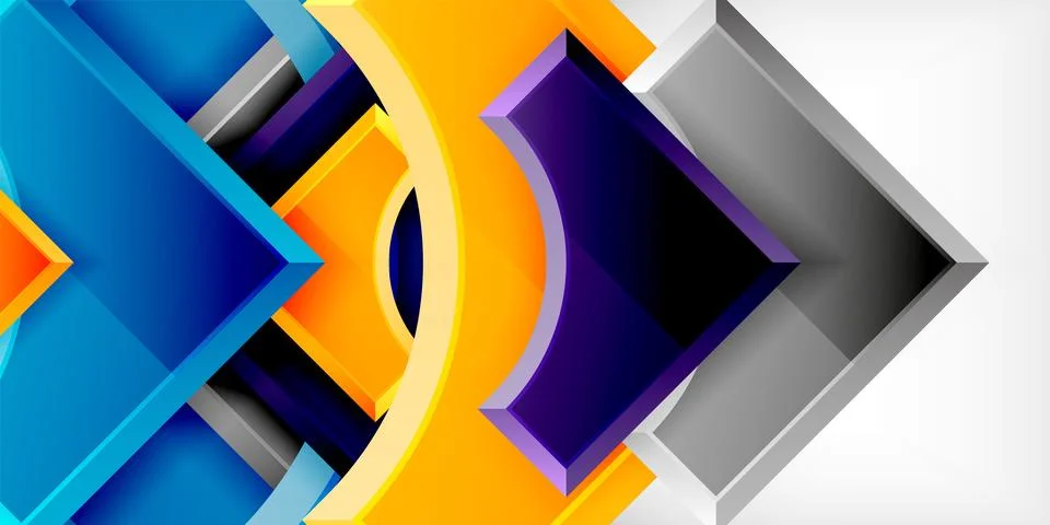 Square, arrow shapes with round elements Vector Illustration For Wallpaper Stock Illustration