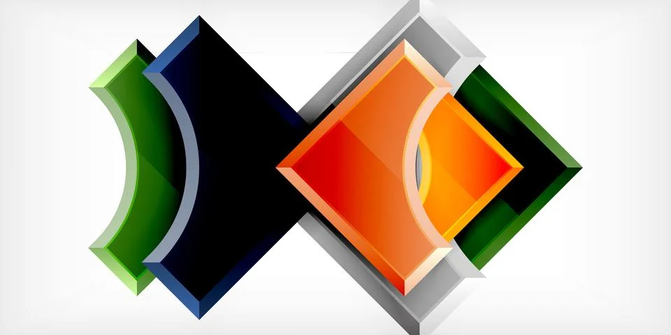 Square, arrow shapes with round elements Vector Illustration For Wallpaper Stock Illustration