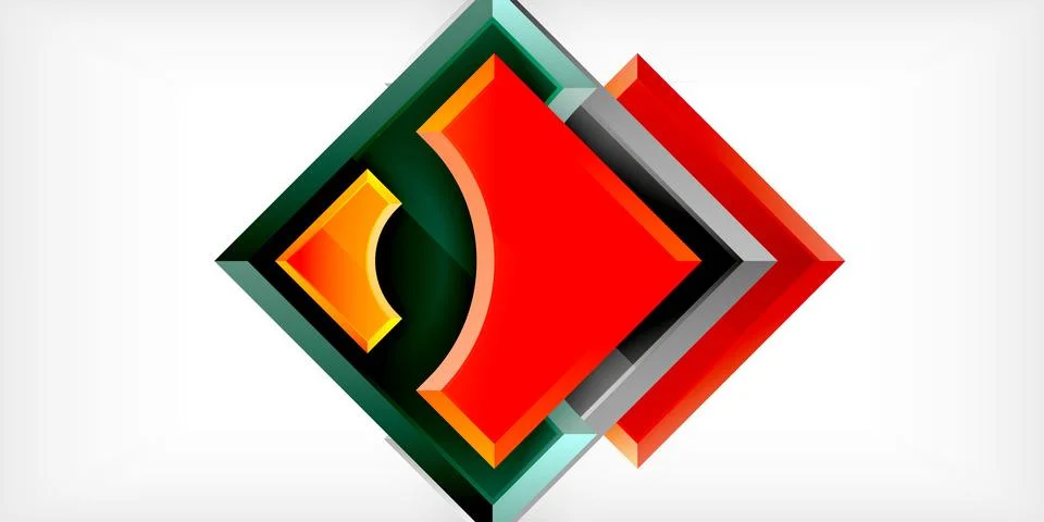 Square, arrow shapes with round elements Vector Illustration For Wallpaper Stock Illustration