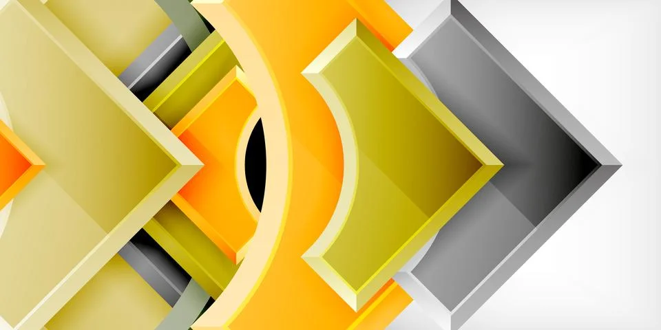 Square, arrow shapes with round elements Vector Illustration For Wallpaper Stock Illustration