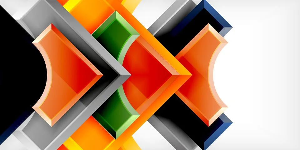 Square, arrow shapes with round elements Vector Illustration For Wallpaper Stock Illustration