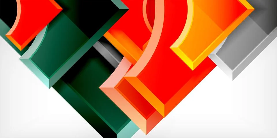 Square, arrow shapes with round elements Vector Illustration For Wallpaper Stock Illustration